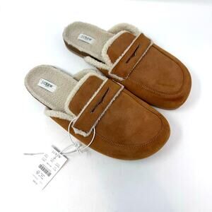 NEW J. Crew Factory Slip-On Loafer Slippers Shoes Size 11 Brown Sherpa Comfort